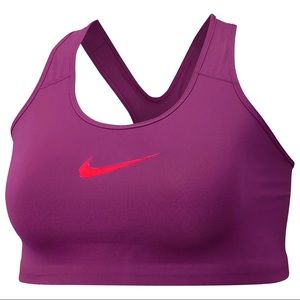 Nike Logo Racerback Sports Bra Small Purple with Neon Red-pink Checkmark
